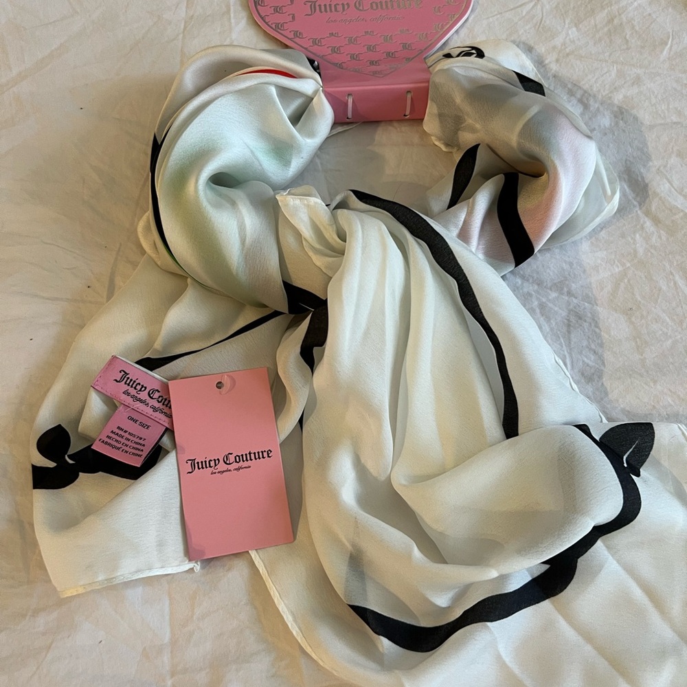 Silk White, Red & Green Fashion Scarf - Picture 3 of 7